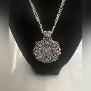 Brighton Reversible Circle Pendant W/Enamel on Double 16” Chain w/1.5”Extender